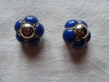 besonderer Modeschmuck Ohrclips blau silber Retro Vintage leicht rund