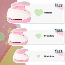 Pink Heart Shape Hole Punch 3PCS Set, High Precision Design for Romantic Hear...