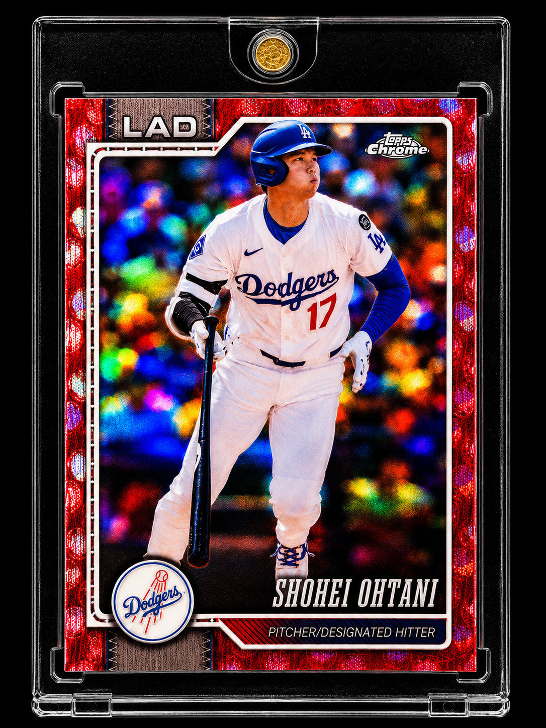 SHOHEI OHTANI RED REFRACTOR RARE 2026 Topps Chrome Baseball Seams Dodgers MVP view 2