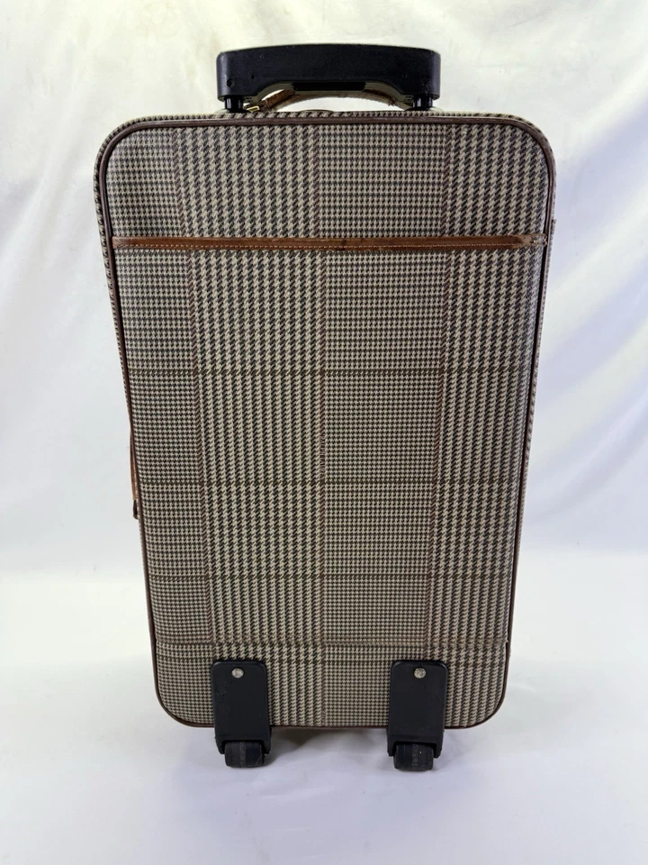 Equipaje de mano vintage Polo Ralph Lauren con adornos de cuero marrón a cuadros 22" Foto 3 de 4