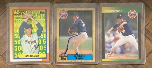 Nolan Ryan Vintage Baseball Card Lot (3) Topps & Donruss Astros Mets HOF Pitcher