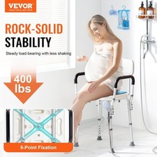 Shower Chair, 400 lbs Capacity, Shower Seat with Back, Adjustable Height Shower
