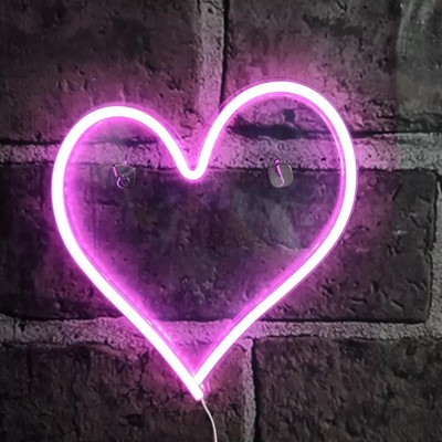 Neon LED Schild Herz pink Licht Wand Deko Lampe Nacht Setup Beleuchtung Liebe