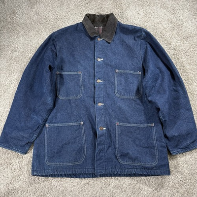 #ad Vintage Dickies Coat Mens XL Blue Denim Chore Corduroy Blanket Lined 80s 90s $49.99