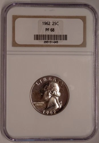 1962 Washington Quarter NGC PF68 Rare Gen 8 Holder