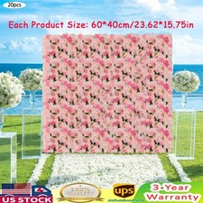 20 Pieces Flower Wall Panel Artificial Floral Backdrop Wall Decoration Backdrop