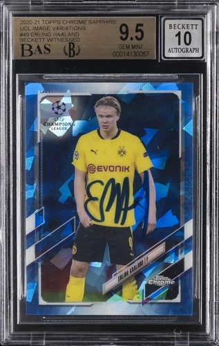 2020-21 TOPPS CHROME SAPPHIRE UCL IMAGE VARIATIONS #49 ERLING HAALAND BGS 9.5