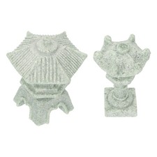 2 Pcs Pagodas for Gardens with Roof Outdoor Statue Tower Miniature Ornament