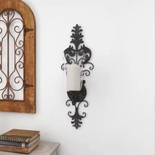 31 In. Bronze Metal Scroll Weathered Wall Sconce