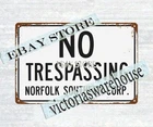 Norfolk Southern Railroad NO TRESPASSING tin sign