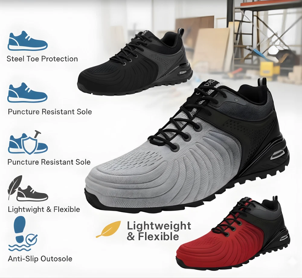 Men Steel Toe Work Shoes Safety Sneakers Indestructible Composite Lightweight