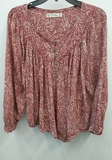 We The Free Women's Cool Meadow Printed Sweet Cranberry Size S Top