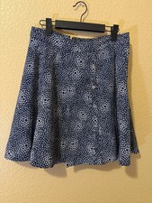 Tommy Hilfiger Skirt Blue Floral Size 4 Assymetrical Flare Midi Lined w/Pockets