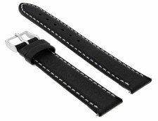 20MM SMOOTH LEATHER BAND STRAP FOR 36MM ROLEX DATE, DATEJUST WATCH BLACK WS