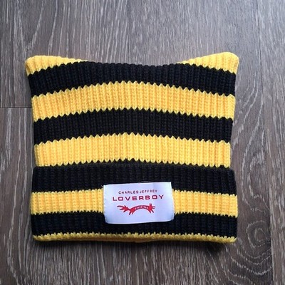 Charles Jeffrey Loverboy Black/Yellow Cat Ears Unisex Beanie NEW