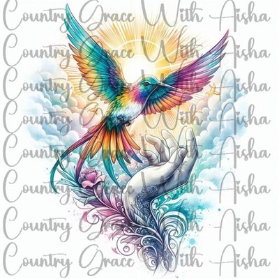 Sublimation Print Hummingbird Rainbow Ready To Press Paper Ink Heat Transfer
