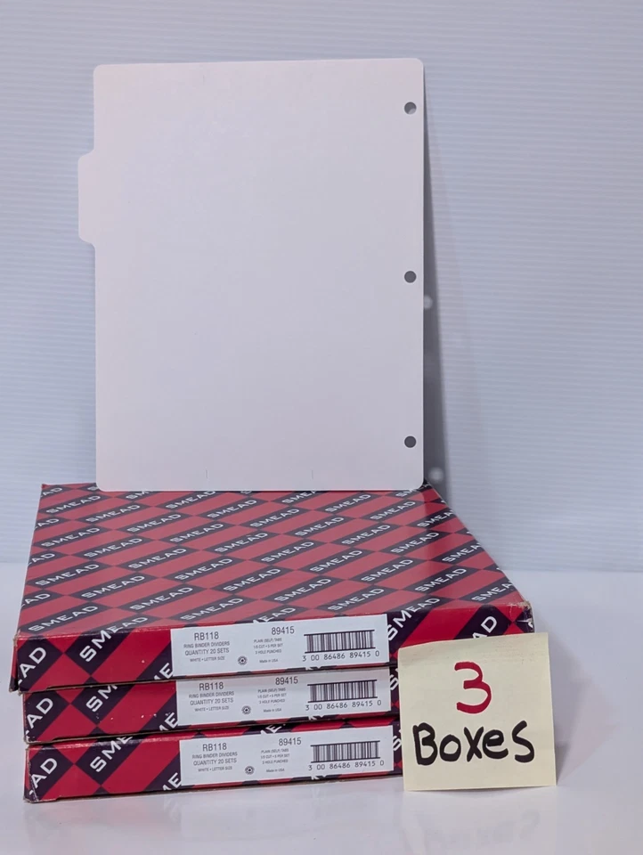 60 pieces SMEAD RB118 89415 3 Hole Ring Binder Dividers, New Open Box, as shown - Image 4 of 4