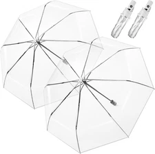 Hestya 2 Pack Clear Umbrellas for Weddings Auto Open 38.58 inch, transparent 