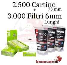 2.500 Cartine Gizeh 78mm +  3.000 FILTRI lunghi X-trem 6 x 22mm