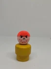Vintage Fisher Price little people wood yellow mad boy/bully red cap