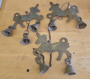 Vintage Brass Metal Unicorn Wind Chime With Bells