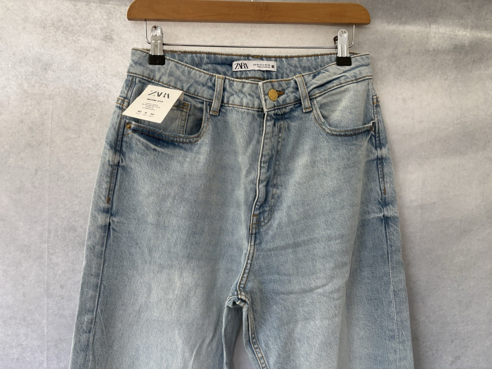 Zara Blue Jeans Size W28” L26” Mom Jeans Light Blue Denim NEW Women’s  thumbnail 2