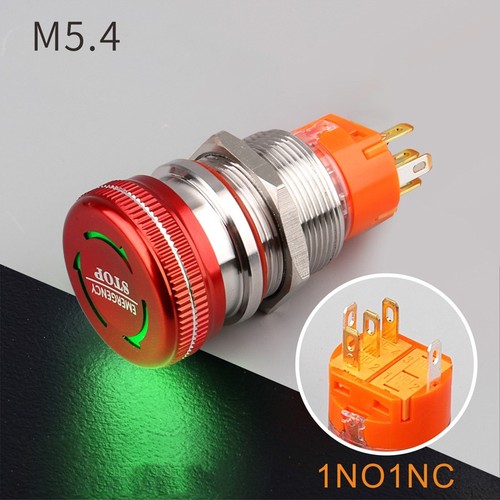 LED Emergency Stop 19/22mm Push Button Switch Stainless Steel Twist to Release - Picture 13 of 21