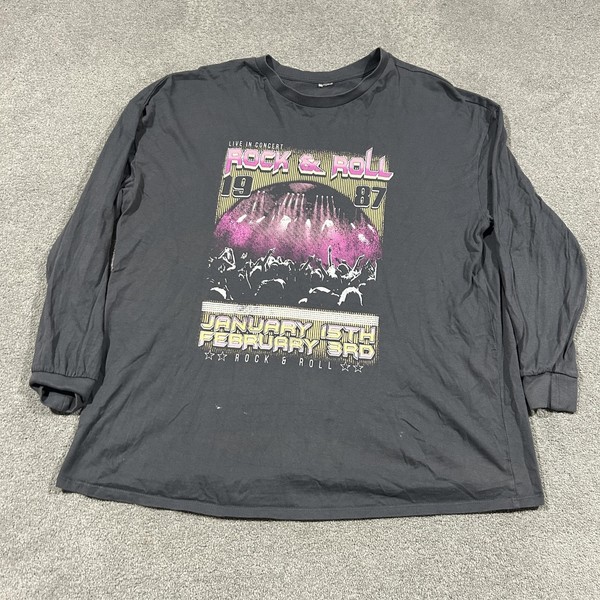 Rock & Roll Concert T-Shirt Womens XL Black Long Sleeve Band Tee Graphic