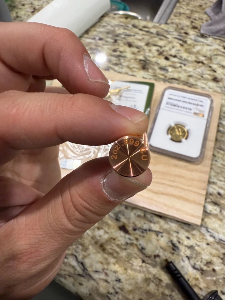 NGC 1997 Kuwait coin 10F, tommy gun silver 24K gold plated, valcambi 3G, 2oz Cu - Image 3 of 3