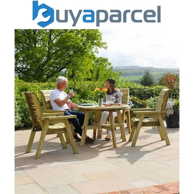 Zest Freya Round Wooden Dining Table Garden Outdoor 100cm