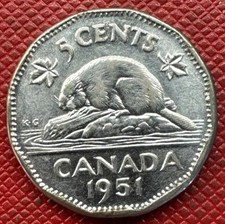 Canada 1951 Chromium Plated Steel 5 Cents. George VI. KM# 42a