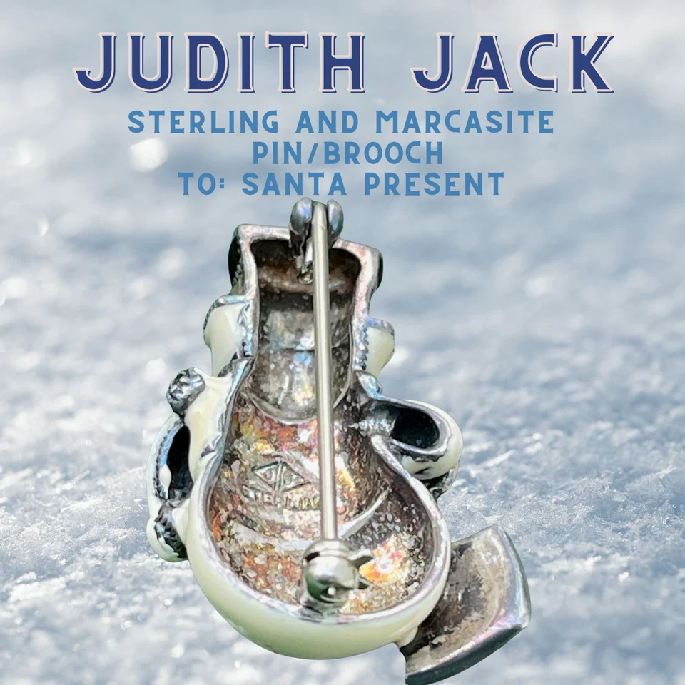 Judith Jack Sterling Silver Enamel Snowman Marcasite Brooch - Image 3 of 4