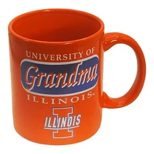 Vintage M Ware University Of Illinois Grandma Mug Fighting Illini Orange Coffee 