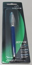Parker Jotter  Ballpoint Pen Stainless Steel & Blue  New In Pack Made In UK