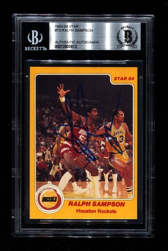1984 STAR RALPH SAMPSON #73 ROCKETS SIGNED AUTO BAS
