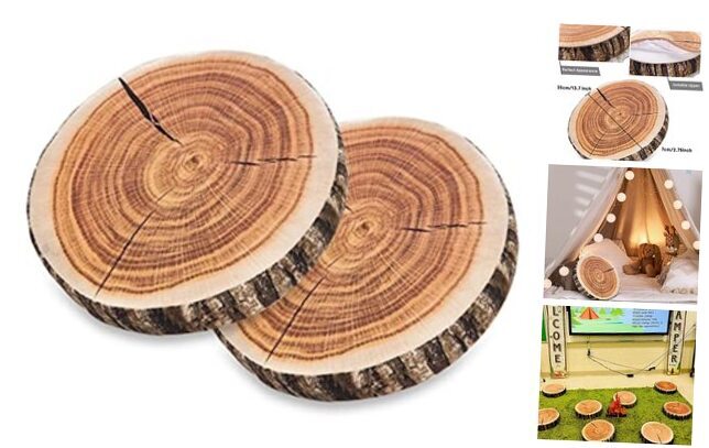 Decorative Round Throw Pillow, 3D Digital Print Comfortable Kids Stump-2 Pack