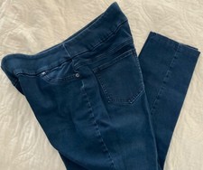 Chico s Perfect Stretch Ankle Denim Blue Jeans Flat Waist Pull On Sz 1/M or 8
