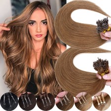 Pre Bonded Stick I Tip Indian Human Hair Extensions Remy Nano Ring Full Head 1G