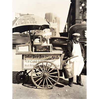Hot Dog Stand West Street Manhattan altes Foto großer Wandkunstdruck 18 x 24 Zoll