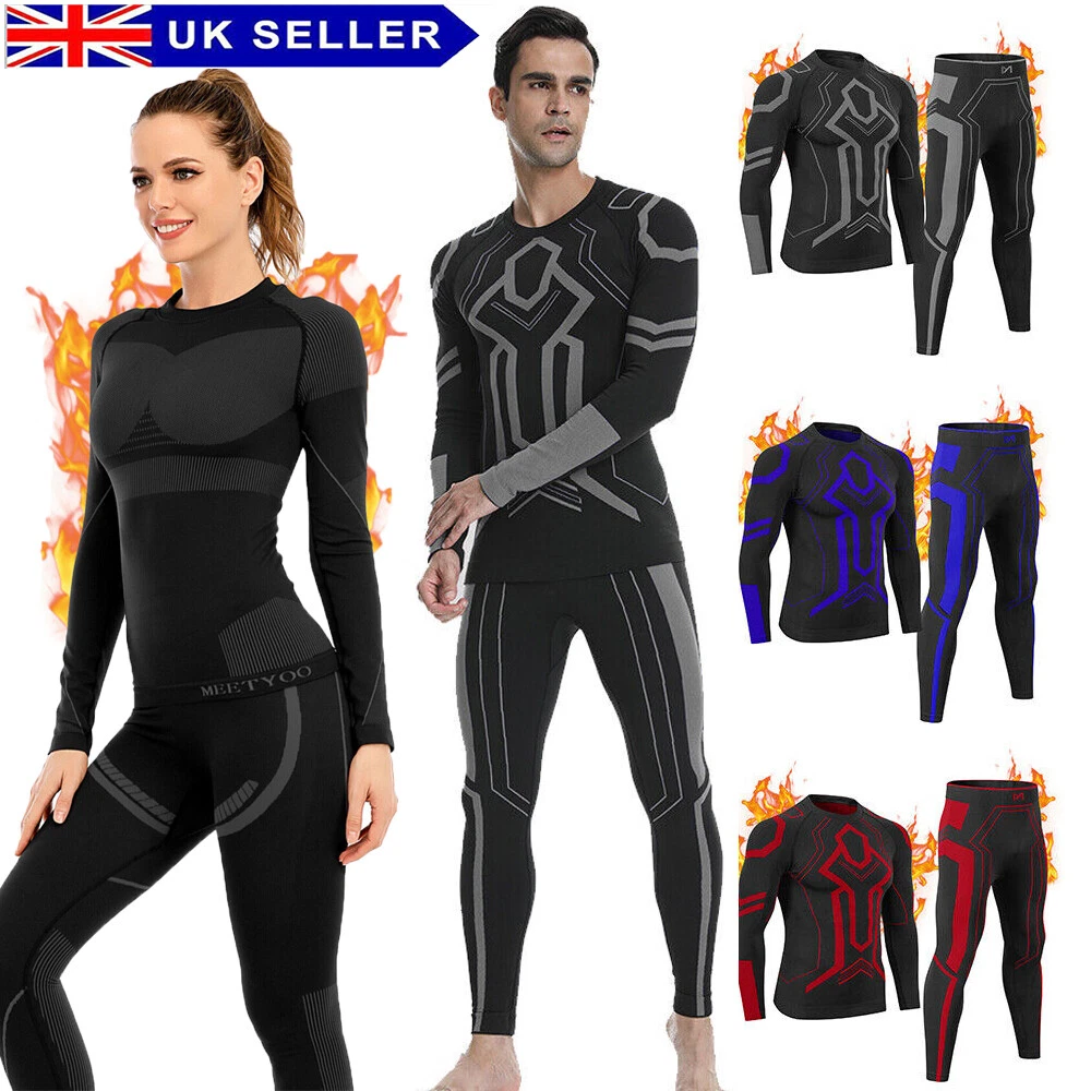 Mens Family Sports Thermal Underwear Ski Base Layer Warm Top & Pants Bottom  Set