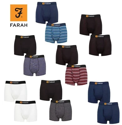 FARAH Men's Bamboo Keyhole Trunks Striped / Plain Various Colours / Sizes 2 Pack