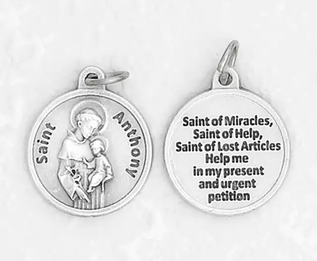 Saint St Anthony Prayer Silver Tone Round Medal eBay