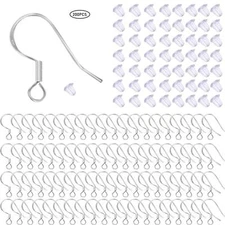 100 Pcs / 50 Pairs 925 Sterling Silver Earring Hooks, Hook Ear Wires with 100 Pc