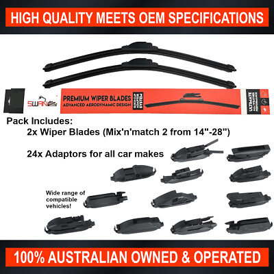 Choose Your Own Wiper Blades! Complete 14" to 28" Sizes + Adaptors for