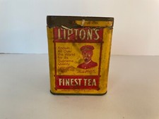 Vintage Lipton Tea Tin Can - Paper Label - 4 " Height