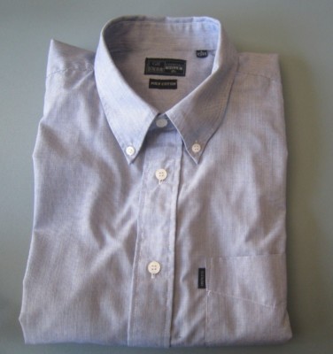 *  CHEMISE A TRÈS FINES RAYURES BLANC-BLEU - GIL D'AURAY *** T. 5 / 43-44  