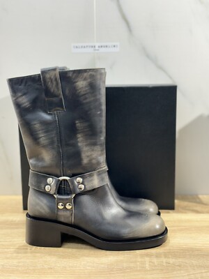 Black Leather Biker Biker Boots 37 Strategy Biker Woman A5607