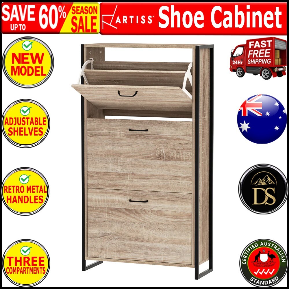Artiss Shoe Cabinet Shoes Storage Rack Wooden Organiser Up to 24
