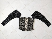 Cadolle Paris Cr ation Black Fleur D'Lys w/ Arm Sleeves Bustier Corset Sz L NWT
