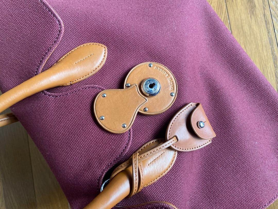 RALPH LAUREN Ricky Canvas Leather 2WAY Tote Shoulder Bag wine red 